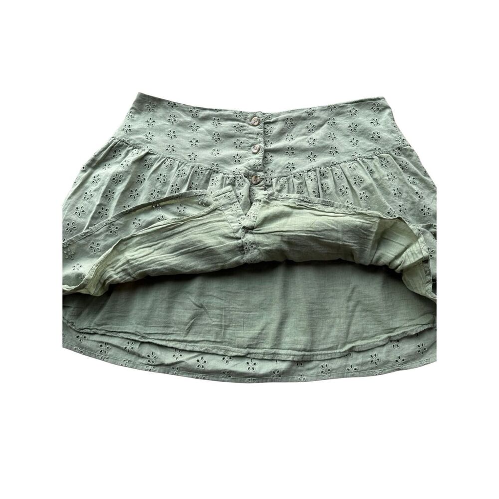 ASOS Design Sage Green Button Front Eyelet Mini Skirt Size 10 - Picture 6 of 8